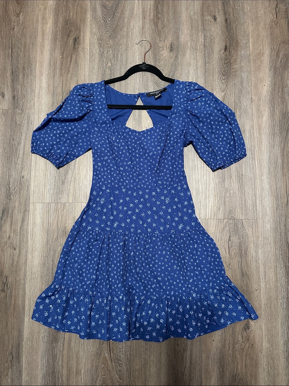 French Connection Blue Floral Puff Sleeve Mini Dress XS